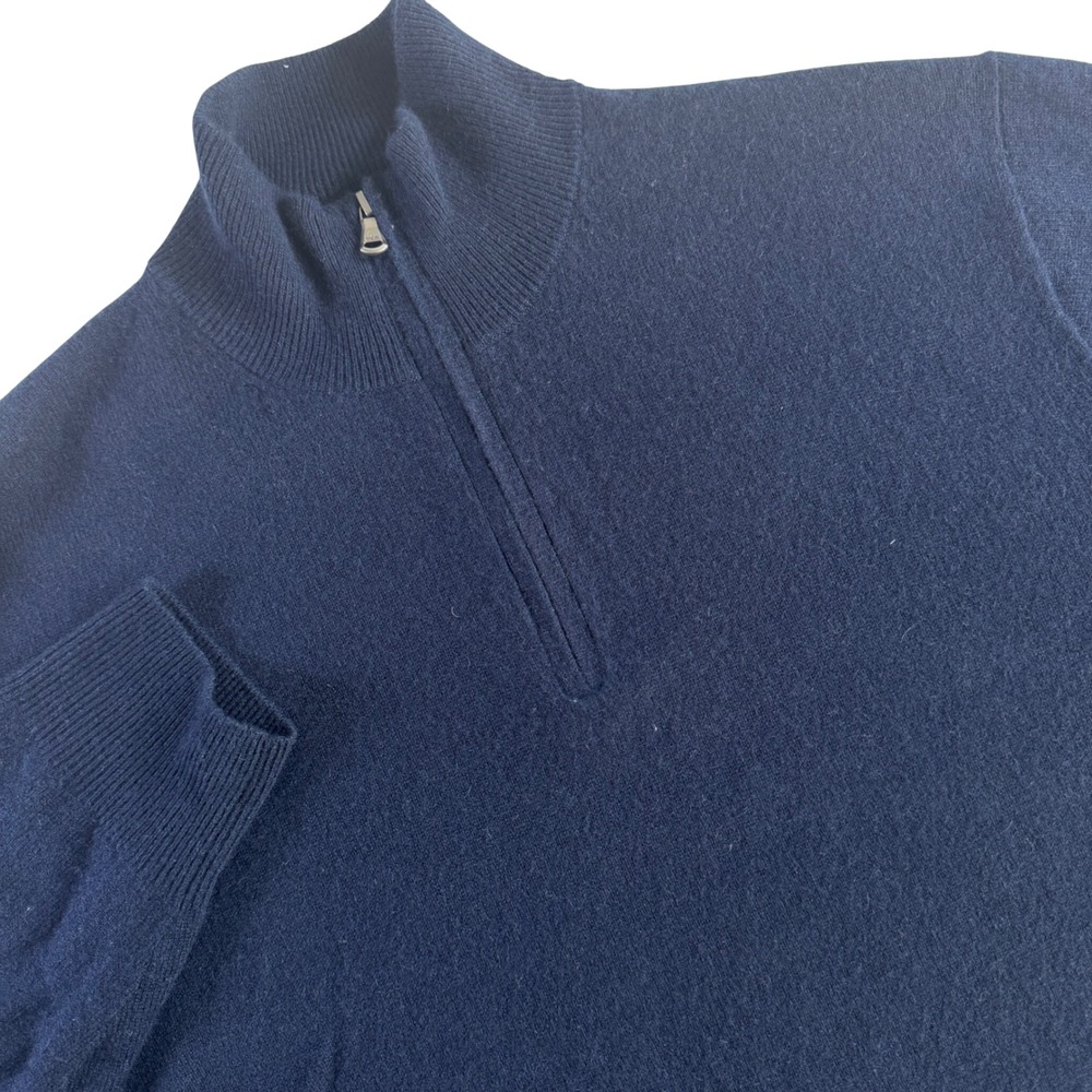 J.Crew Quarter Zip Sweater Mens XL Navy Blue 100% Cashmere J6440 Pullover
